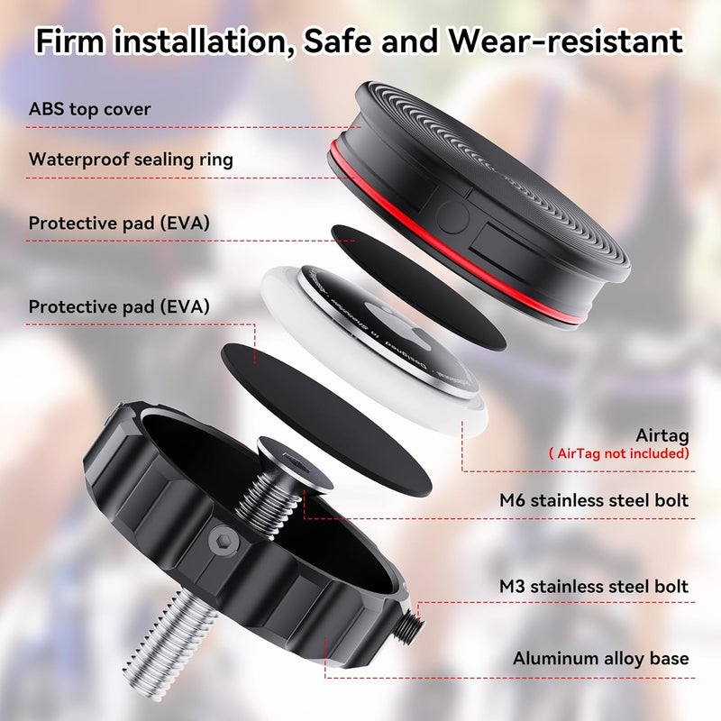 Dr.DJ for AirTag Bike Mount Hidden Stem Cap | 1-1/8" & 1-1/4" Size | Waterproof Bike Airtag Holder | Anti-Theft Bike GPS Tracker Case with Locking Screw, for Bicycle Headset Cap - Image 2